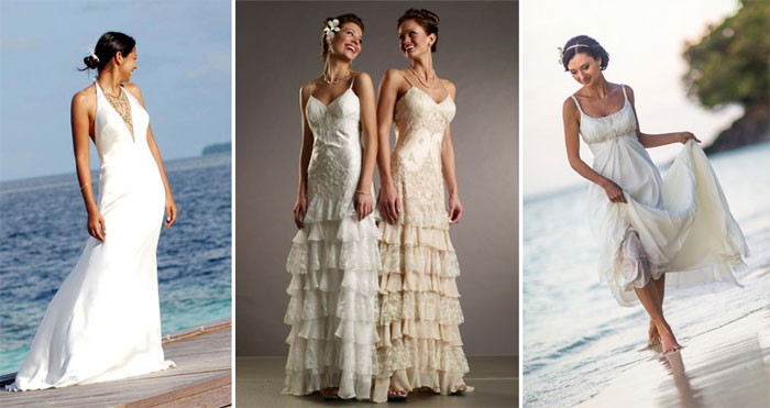 Платье для пляжной свадьбы на тонких бретелях